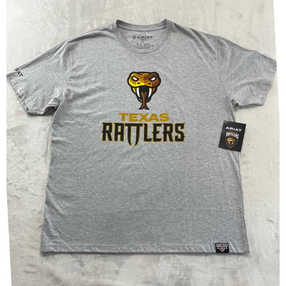 Ariat Texas Rattlers PBR Teams T-Shirt Mens XL Gray Texas Rattlers Graphic Logo